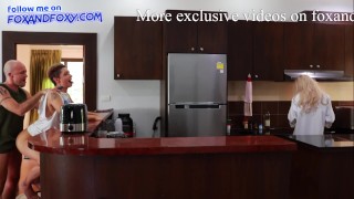 Almost Caught: Surprise Anal Creampie Ass Fucking Right Next to Mother-in-Law Cooking Breakfast
