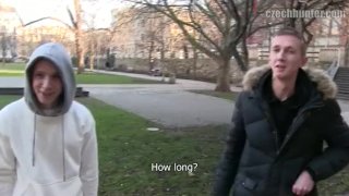 Straight Guys Paid for Public Bareback Threesome